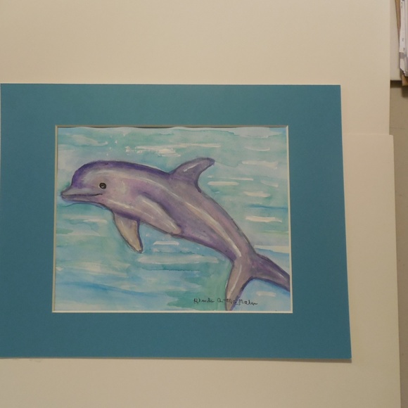 Bottlenose Dolphin Original Watercolor HAND CRAFTED Painting - Picture 2 of 5